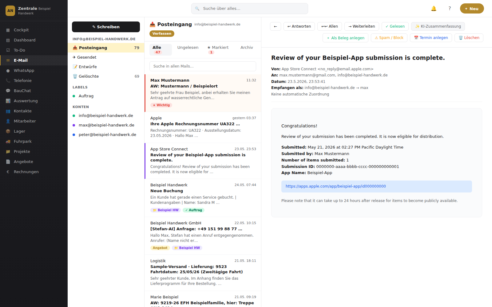 Newsletter-Modul der AN Zentrale