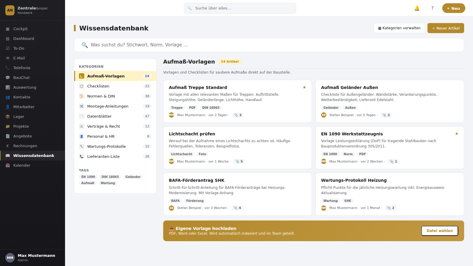 Wissensdatenbank in der AN Zentrale